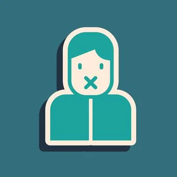 Green Censor and freedom of speech concept icon isolated on green background Stock Illustration