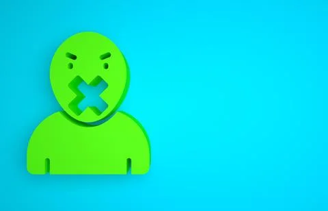 Green Censor and freedom of speech concept icon isolated on blue background Stock Illustration