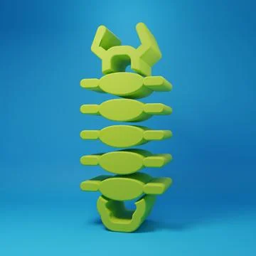 Green Centipede insect icon isolated on blue background. Minimalism concept.. Stock Illustration