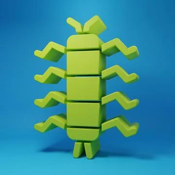 Green Centipede insect icon isolated on blue background. Minimalism concept.. Stock Illustration
