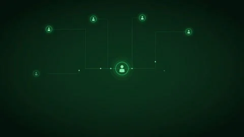 Green Central Hub People Network Team Connect Glow 4K Loop Stock Footage 342604075