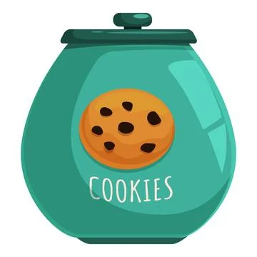 Green ceramic cookie jar holding chocolate chip cookies Stock Illustration
