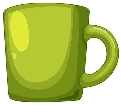 Green Ceramic Mug Vector Illustration with Handle Illustration