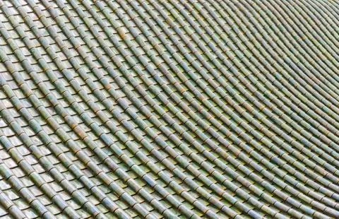 Green ceramic roof pattern Stock Photos
