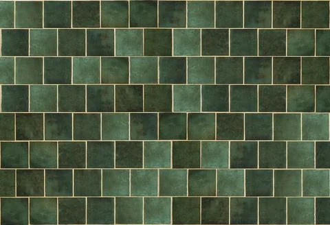 Green ceramic tile background. Old vintage ceramic tiles in green to decorate Stock Photos