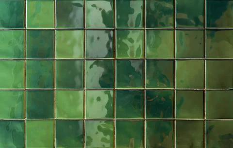 Green ceramic tile background. Old vintage ceramic tiles in green to decorate Stock Photos
