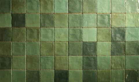 Green ceramic tile background. Old vintage ceramic tiles in green to decorate Stock Photos