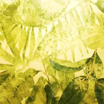 Green ceramic tile with leaves pattern for wall and floor decoration. Concrete Stock Photos