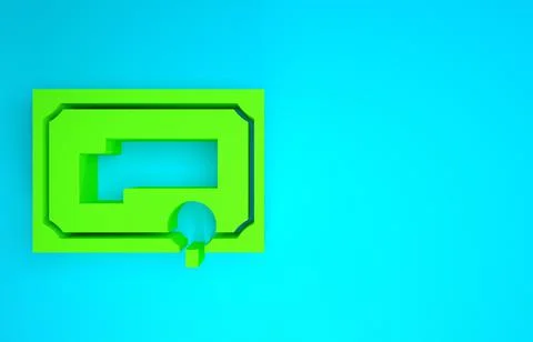 Green Certificate template icon isolated on blue background. Achievement, awa Stock Illustration