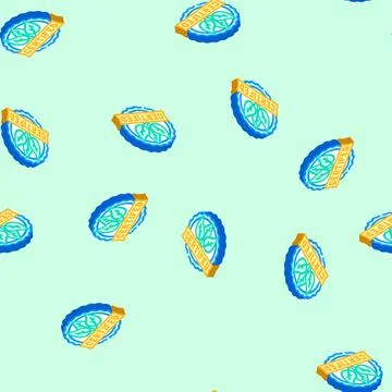 Green certification isometric icon seamless pattern Stock Illustration