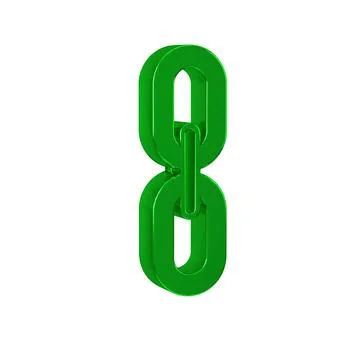 Green Chain link icon isolated on transparent background. Link single. Hyperlink Illustrazione stock