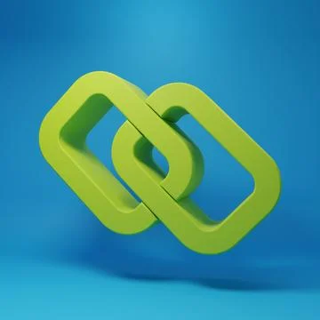 Green Chain link icon isolated on blue background. Link single. Hyperlink c.. Stock Illustration