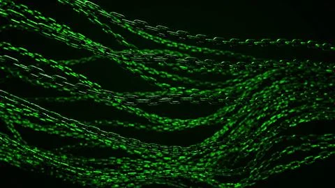 Green Chains on Black Background Stock Photos