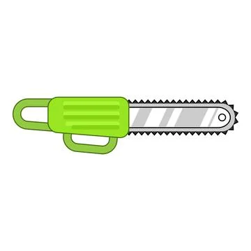 Green chainsaw lying horizontally pointing right Stock Illustration