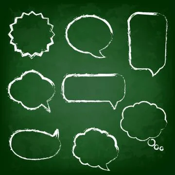 Green chalk board with speech bubble set Stock Illustration