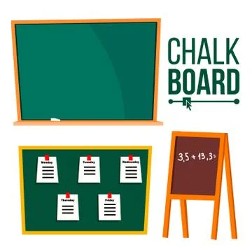 Green Chalk Board Vector. School Blackboard. Isolated Cartoon Illustration Stock Illustration