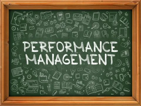 Green Chalkboard with Hand Drawn Performance Management イラスト素材