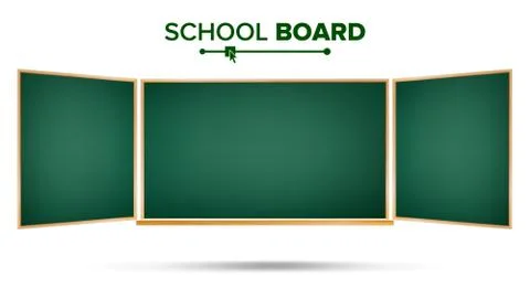 Green Chalkboard Vector. Classic Empty Study Chalkboard Blank. Isolated Stock Illustration
