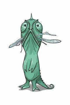 Green chameleon cartoon style Stock Illustration