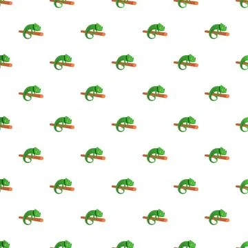 Green chameleon pattern repeating on a white background Stockillustratie