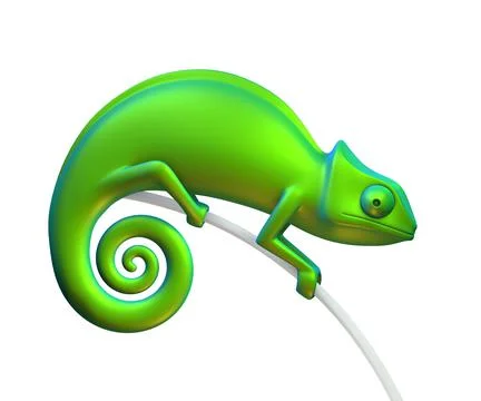 Green chameleon on a white background. 3d rendering Stock Illustration