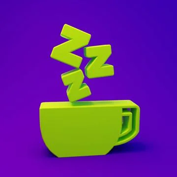 Green Chamomile tea icon isolated on purple-blue background. A useful thera.. Stock Illustration