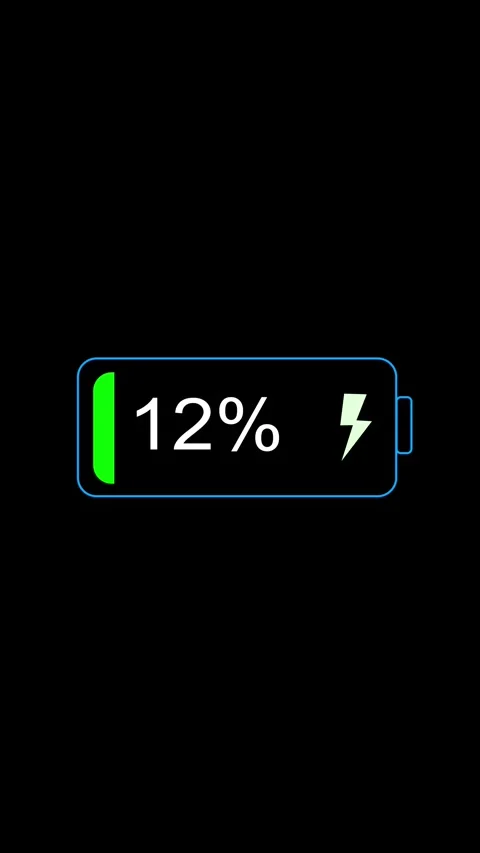 Green charged battery interface background glowing blue border, lightning mark, Stock Footage 340414926