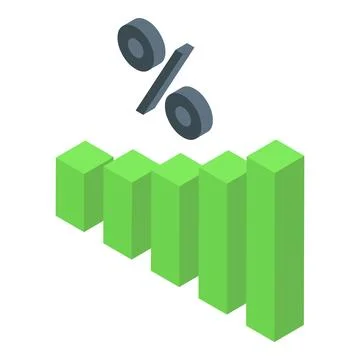 Green chart bars increasing showing percentage growth Stock Illustration
