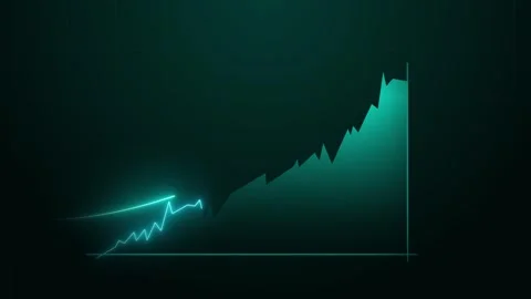 Green chart with glowing upward line on dark background. Stock Footage 286410932