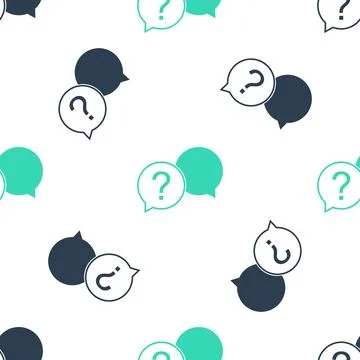 Green Chat question icon isolated seamless pattern on white background. Help 스톡 일러스트