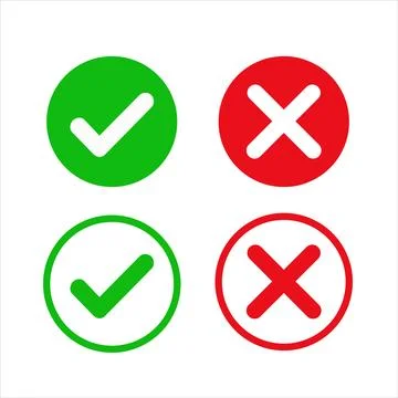 Green Check and Red Cross Set Stock Illustration