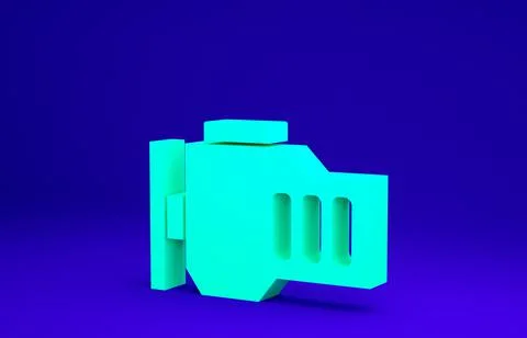 Green Check engine icon isolated on blue background. Minimalism concept. 3d i Stock Illustration