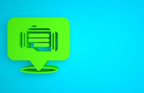 Green Check engine icon isolated on blue background. Minimalism concept. 3D Stock Illustration
