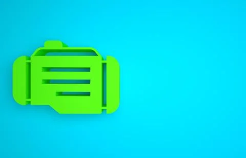 Green Check engine icon isolated on blue background. Minimalism concept. 3D Stock Illustration