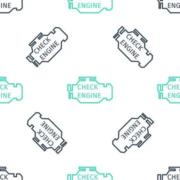 Green Check engine icon isolated seamless pattern on white background. Vector 스톡 일러스트