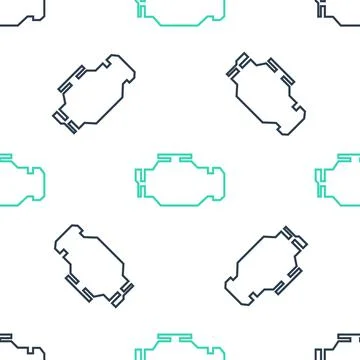 Green Check engine icon isolated seamless pattern on white background. Vector 스톡 일러스트