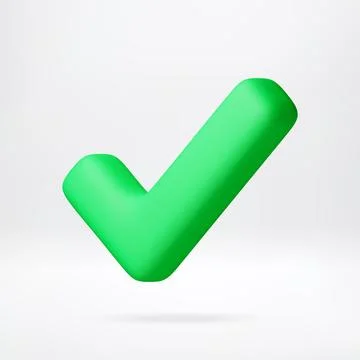 Green check mark in 3d style Stock Illustration