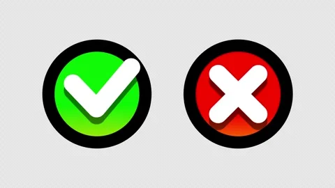 Green check mark and red X icons with alpha channel (transparent background) Vídeo Stock 329678222