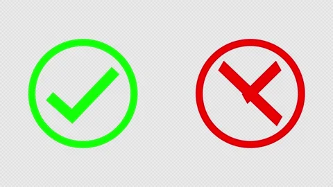 Green check mark and red cross symbol on transparent background feedback concept Stock Footage 338083223