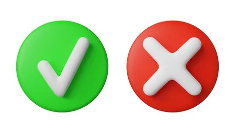 Green check mark and red cross 3d Stock Illustration