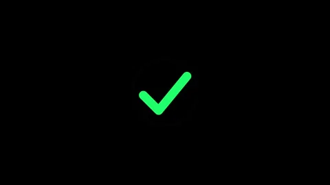 Green check mark animation on black background, yes approve choice Vídeos de archivo 345628657