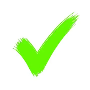 Green Check Mark Brush Stroke - Simple Success Symbol Ilustração Stock