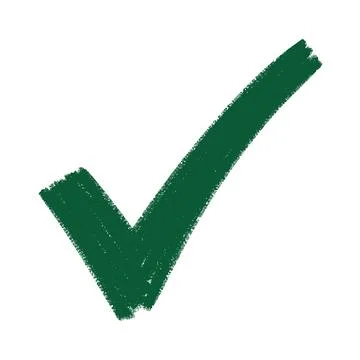 Green Check Mark Brush Stroke on White Background Illustrazione stock