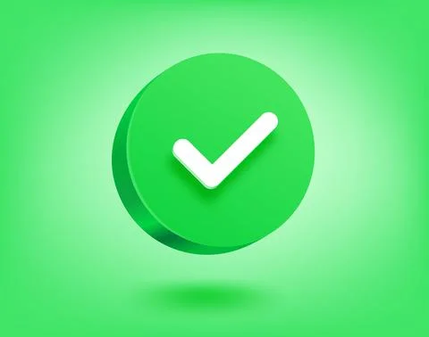Green check mark button. 3d vector buttons Stock Illustration