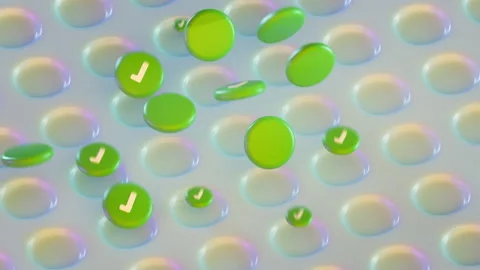 Green Check Mark Buttons Appearing 3D Render Animation Stock Footage 344094367