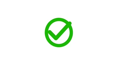 Green Check Mark Circle Correct Approve Icon Animation on White Background Stock Footage 334615842