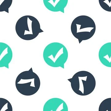 Green Check mark in circle icon isolated seamless pattern on white background Stock Illustration