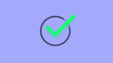 Green Check Mark Confirmation Animation on Purple Background Video stock 342723148