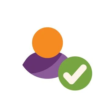 Green check mark confirming user profile validation Illustrazione stock