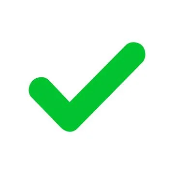 Green Check Mark Flat Vector Icon Sign Stock Illustration